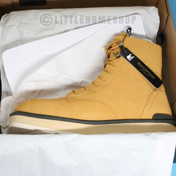 NWT! Sorel Hi-Line Lace Waterproof Boot in Geo Yellow, Jet, Size 8 - Picture 8 of 9